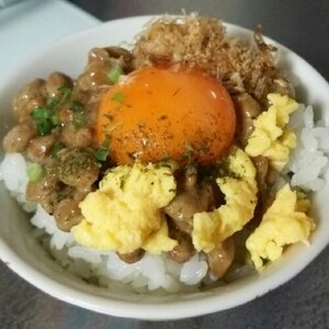 納豆の食べ方-ダブルたまご♪